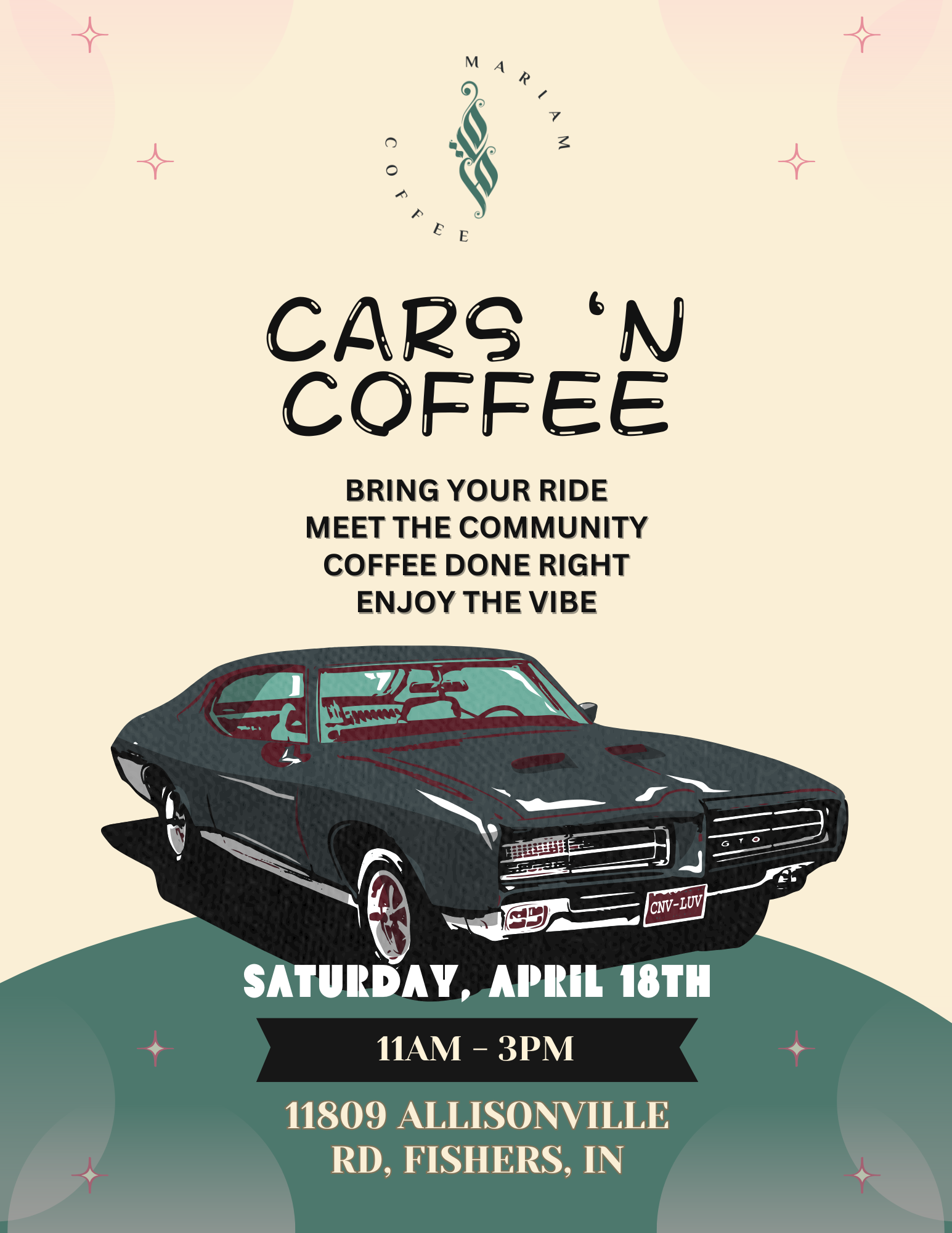 Cars 'N Coffee — Saturday April 18th, 11AM–3PM at Mariam Coffee Fishers